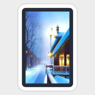 A Winter Snowfall at Christmas Sticker